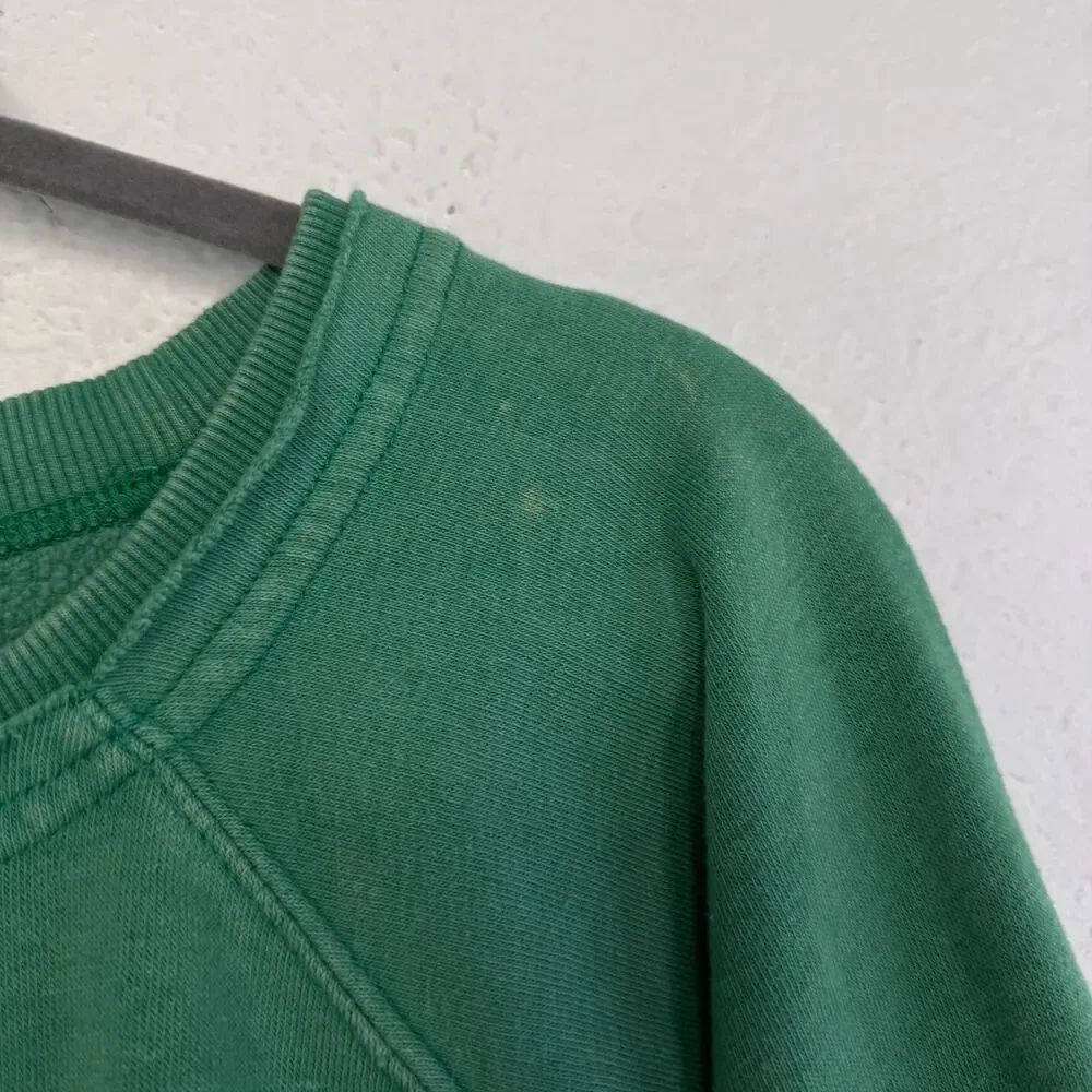 Free People Smiley Face Sweatshirt Women Small FP Movement Sweater Green Burnout